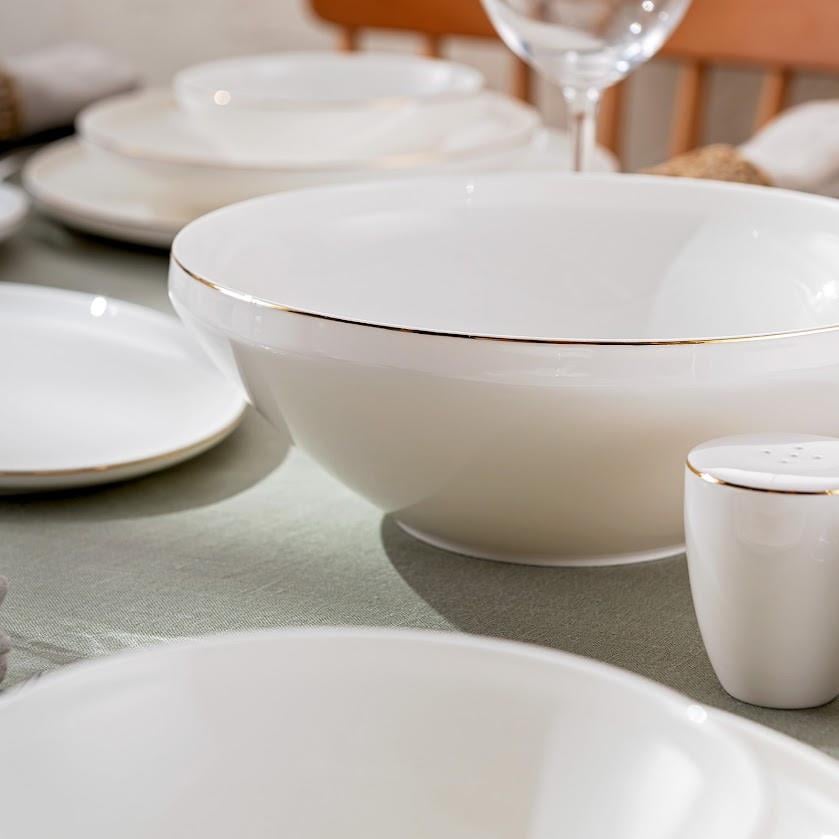 Emsan Alya Beyaz Gold 53 Parça 6 Kişilik Yemek Takımı