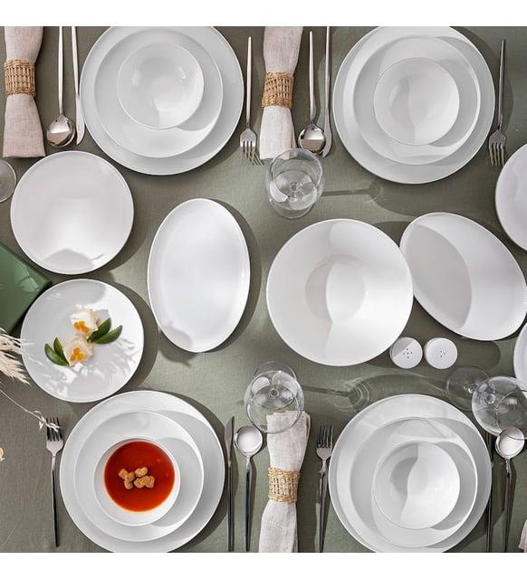 Emsan Alya Beyaz Platin 53 Parça 6 Kişilik Yemek Takımı
