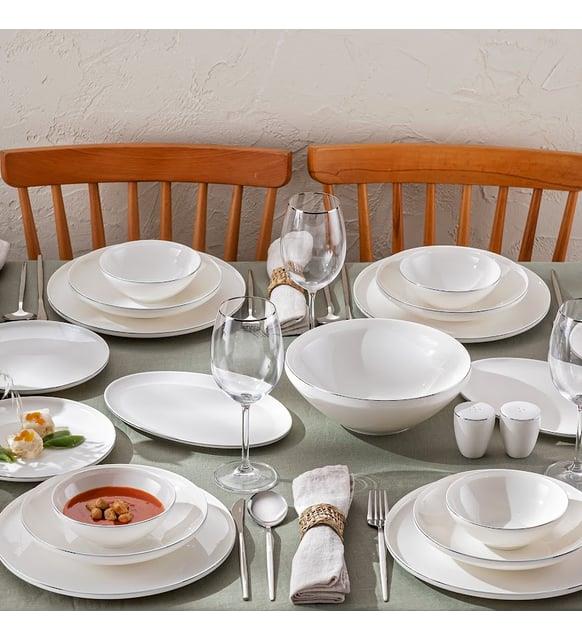 Emsan Alya Beyaz Platin 53 Parça 6 Kişilik Yemek Takımı