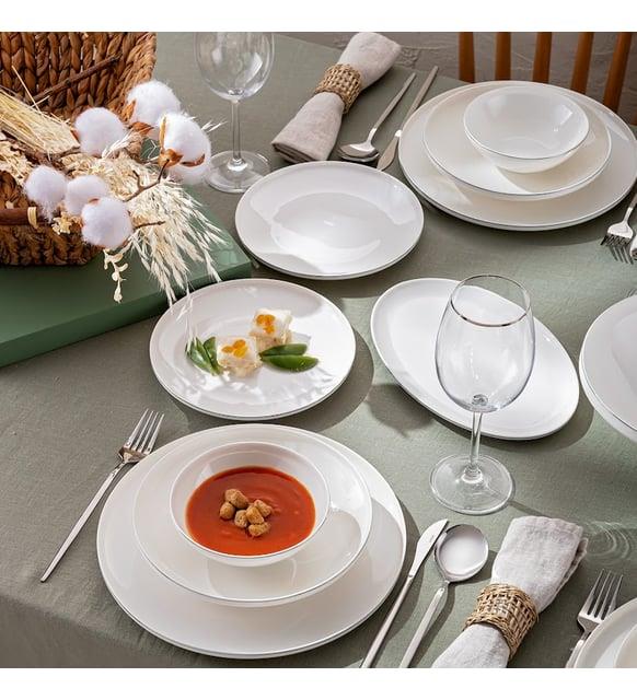 Emsan Alya Beyaz Platin 53 Parça 6 Kişilik Yemek Takımı