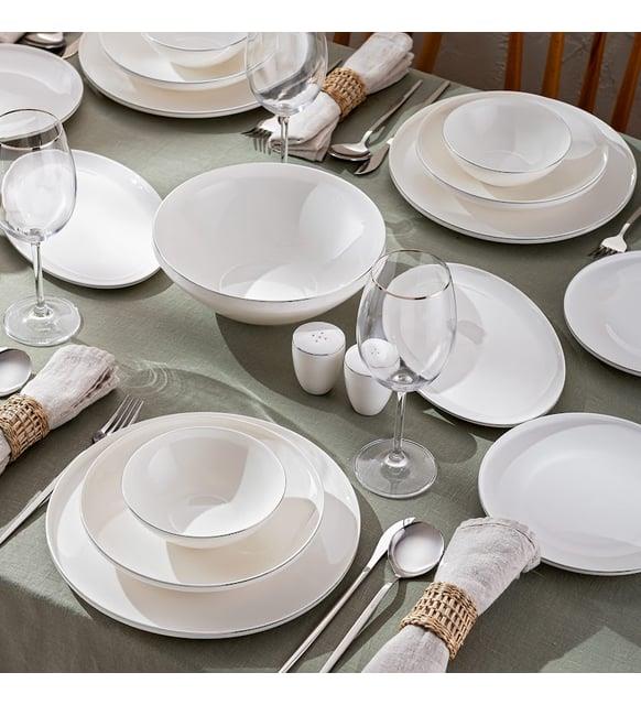 Emsan Alya Beyaz Platin 53 Parça 6 Kişilik Yemek Takımı