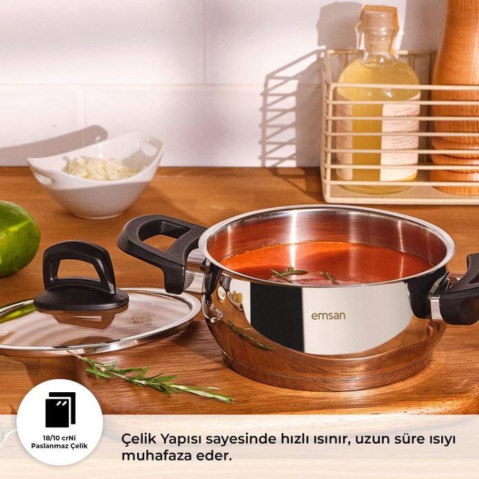 Emsan Aren 8 Parça Çelik Tencere Seti