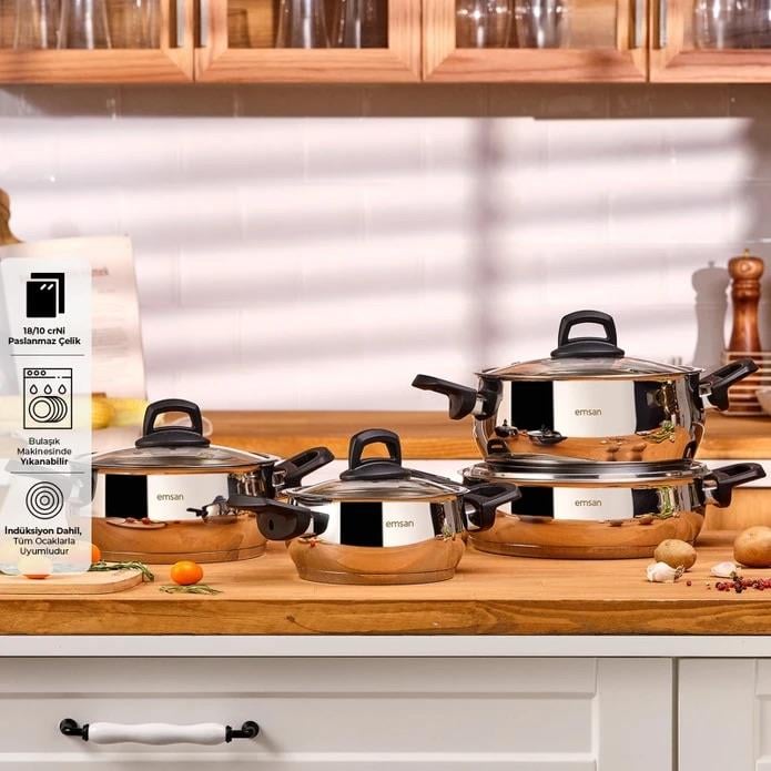 Emsan Aren 8 Parça Çelik Tencere Seti