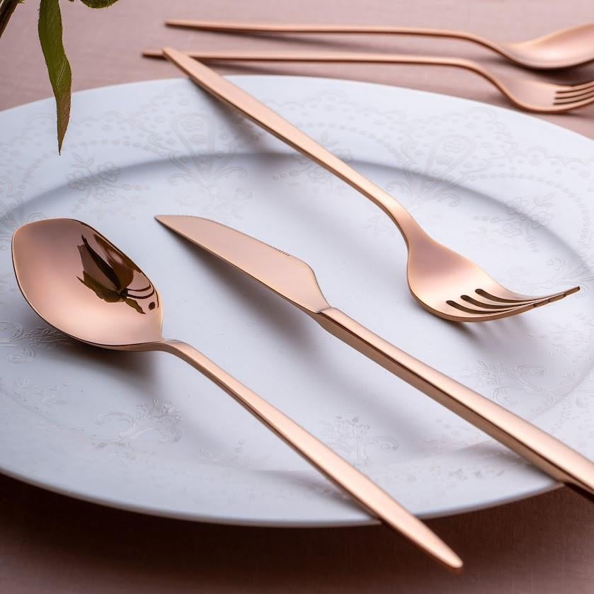 Emsan Bronz Alisa 24 Parça 6 Kişilik Kutulu Çatal Kaşık Bıçak Takımı