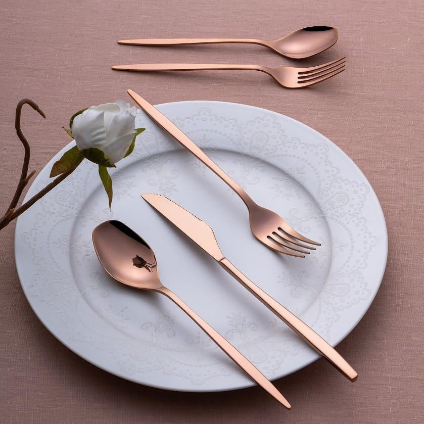 Emsan Bronz Alisa 24 Parça 6 Kişilik Kutulu Çatal Kaşık Bıçak Takımı