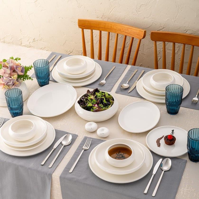 Emsan İstanbul Porselen Kınalıada Beyaz 53 Parça 6 Kişilik Yemek Takımı