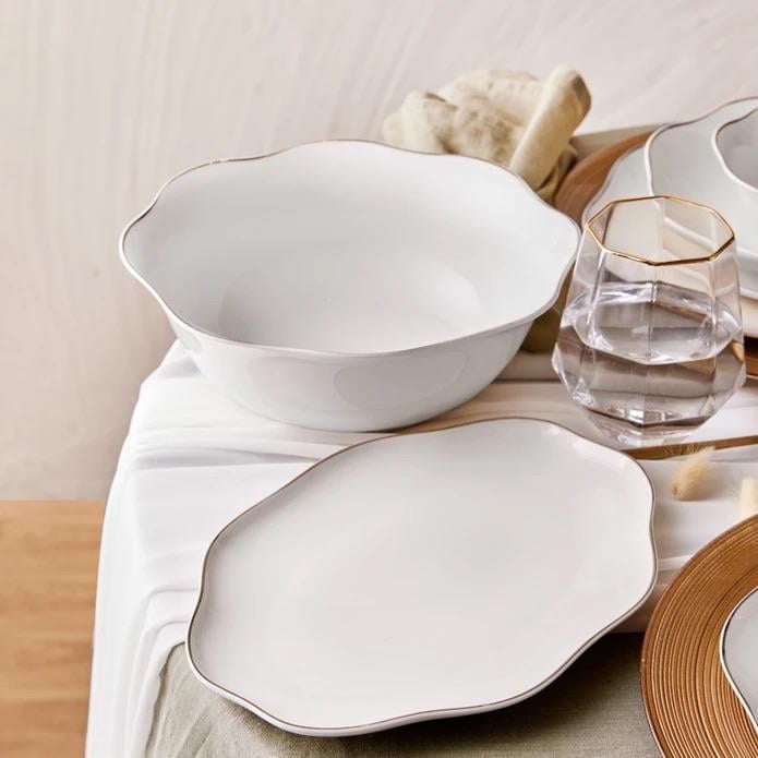 Emsan Lotus Fine Bone 53 Parça 12 Kişilik Yemek Takımı Platin