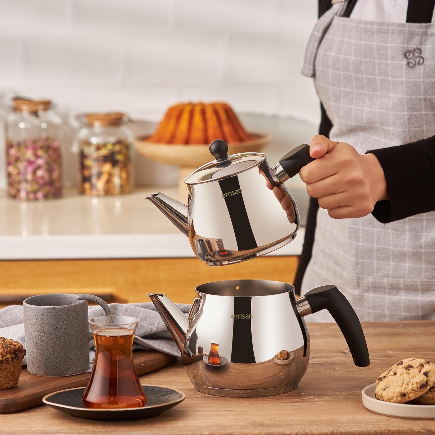 Emsan Luna Midi Inox Çaydanlık Takımı