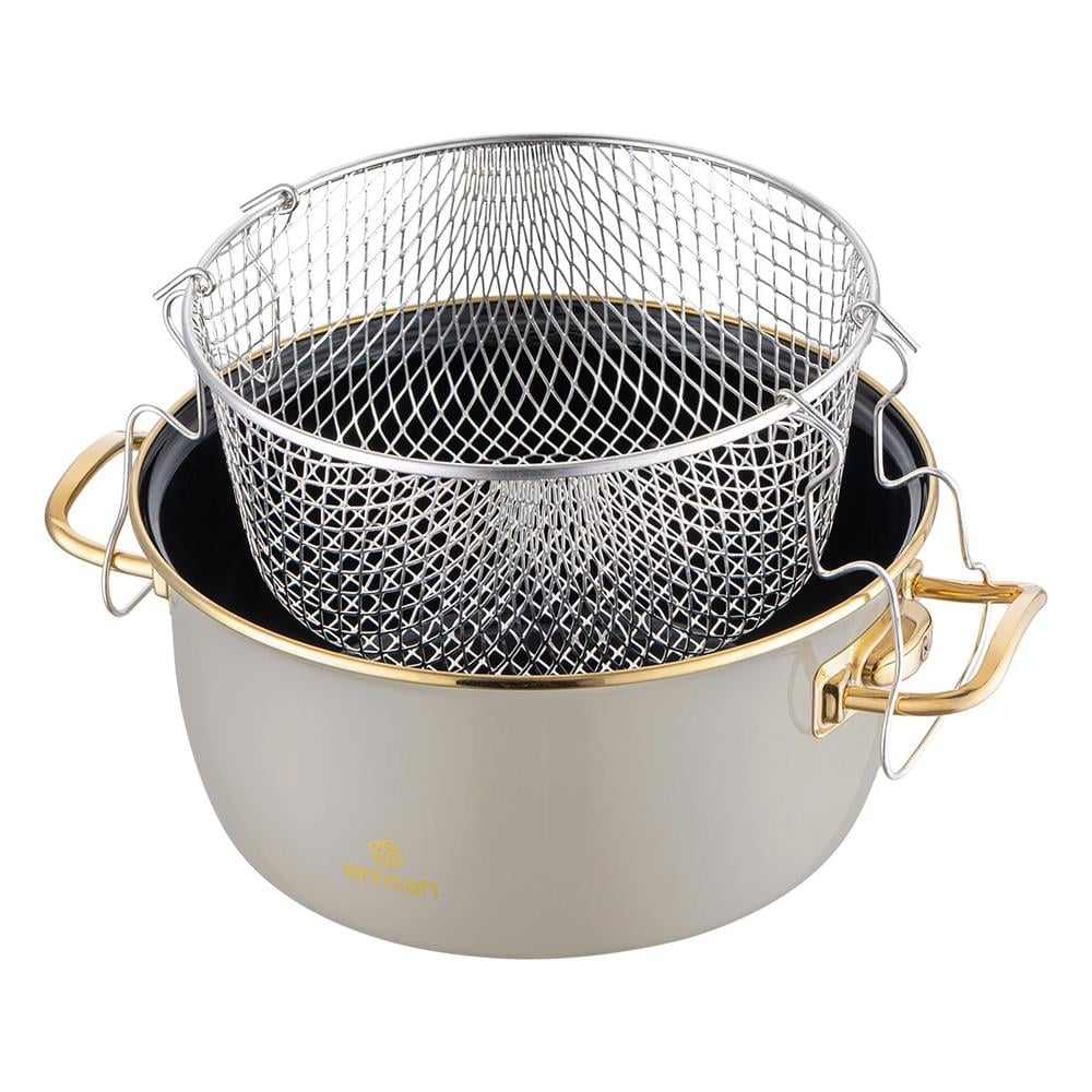 Emsan Retro Emaye Kızartma Tenceresi Bej