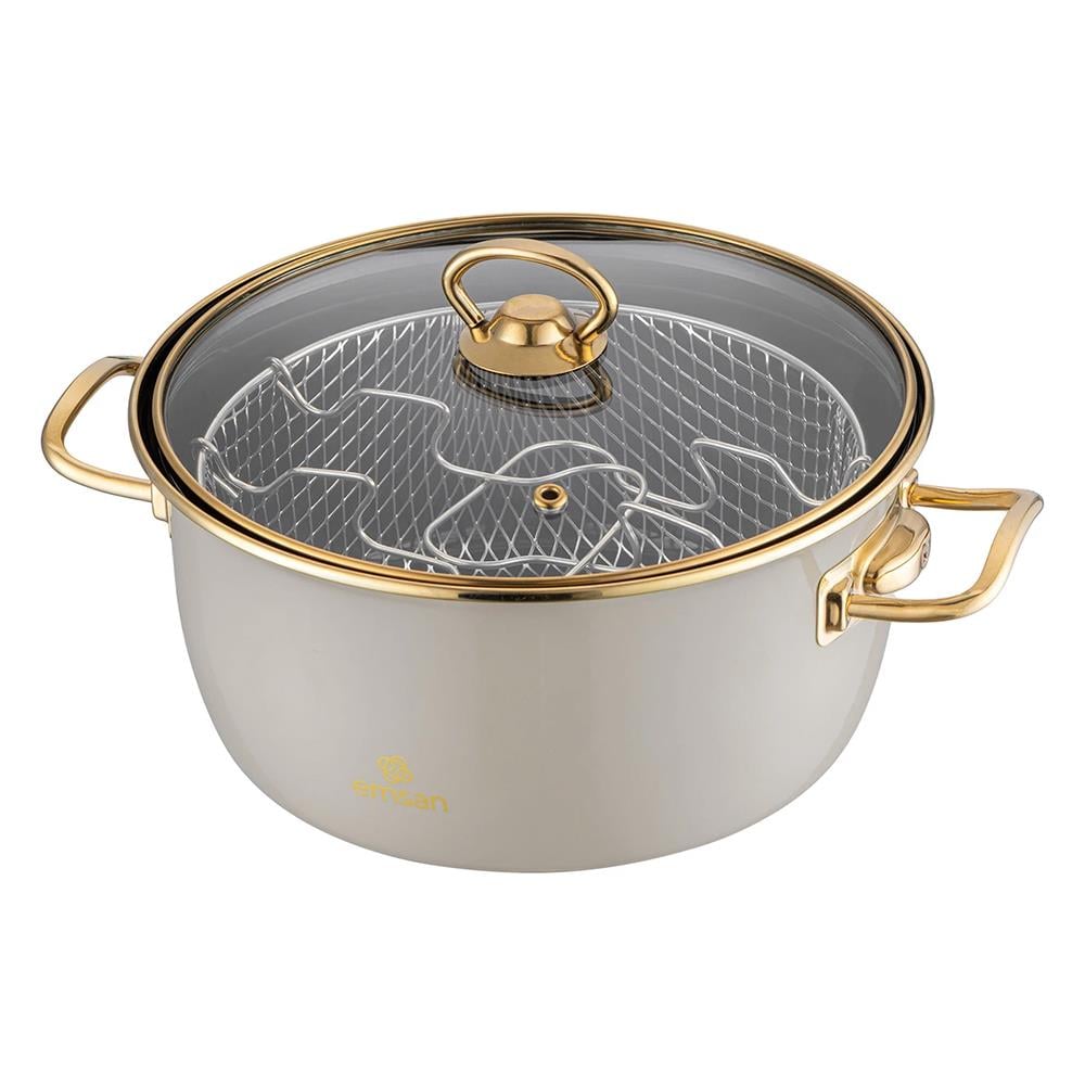 Emsan Retro Emaye Kızartma Tenceresi Bej