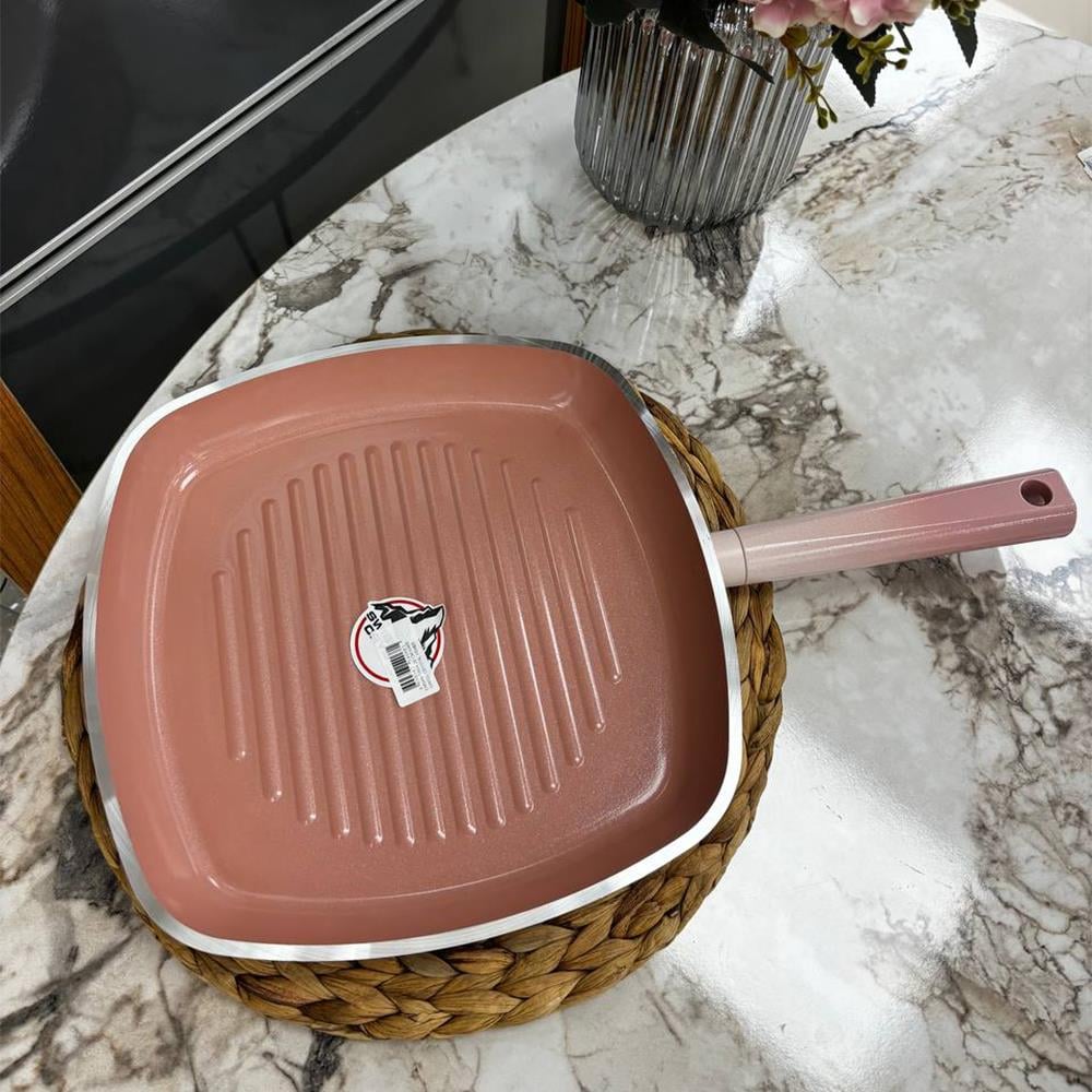 Emsan Swiss Crystal Kare Tava 28 cm Pembe