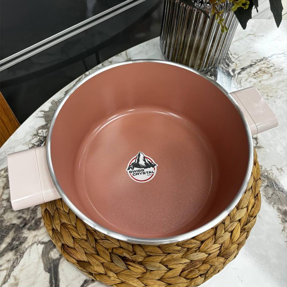 Emsan Swiss Crystal Kısa Tencere 30 cm Pembe