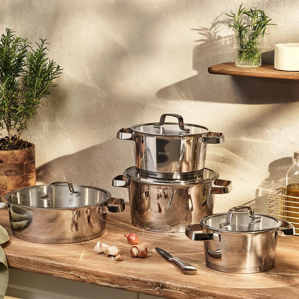 Emsan Tencere Seti 8 prc Çelik Konik