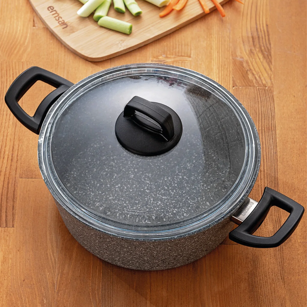 Emsan Titanium Granit Derin Tencere 24 cm