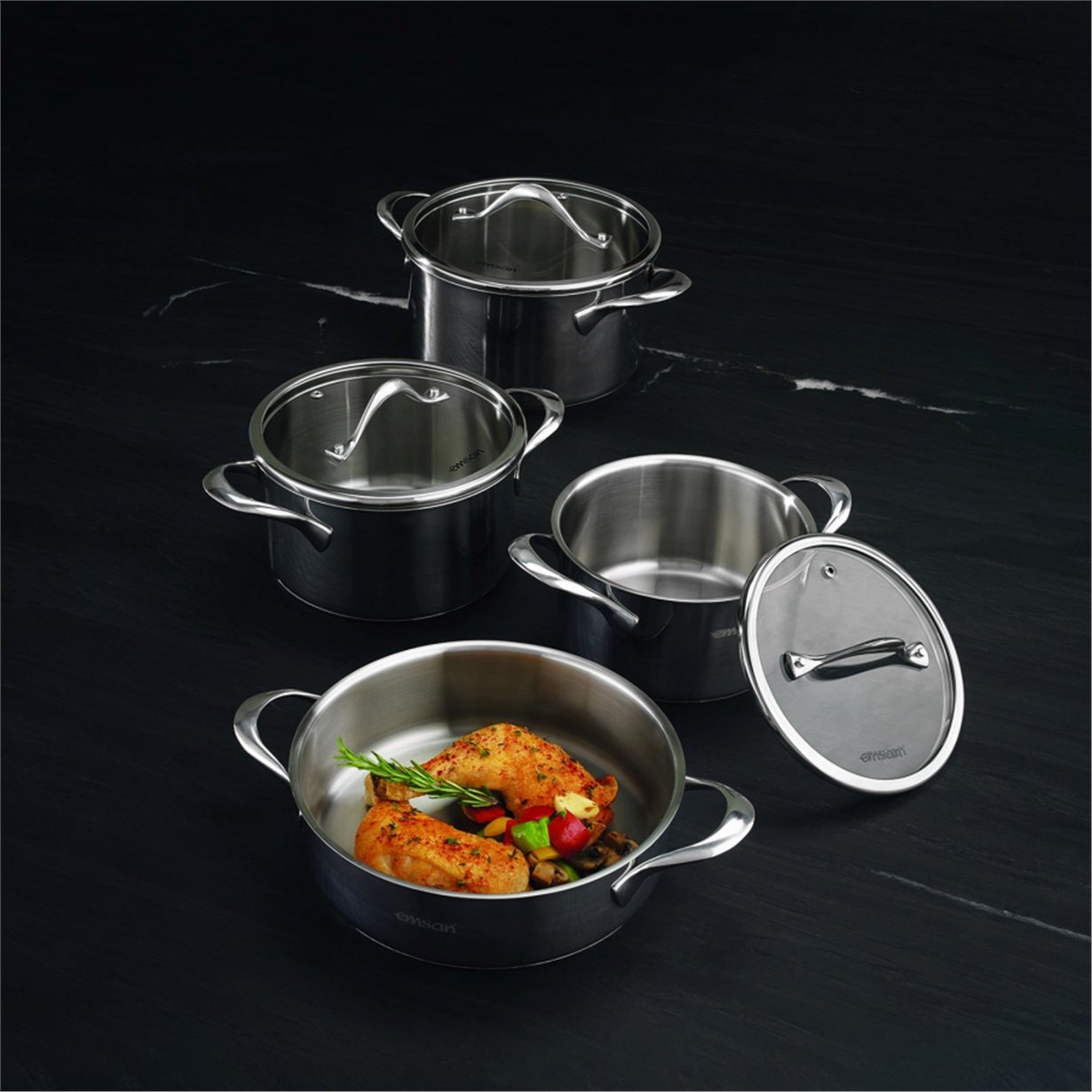 Emsan Yakamoz 8 Parça Paslanmaz Çelik Tencere Seti