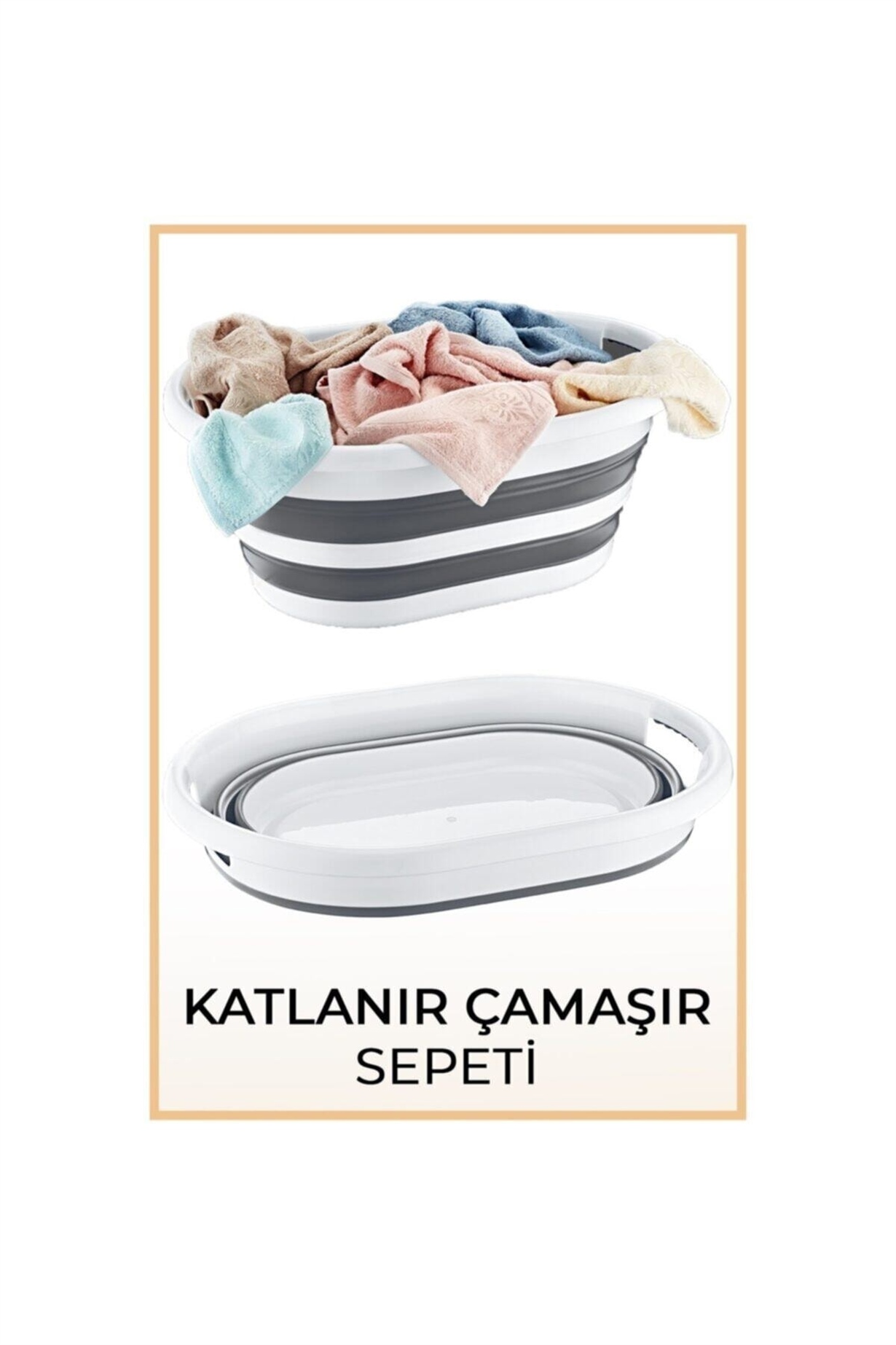 HOBBY LİFE Gri Katlanabilir Çamaşır Sepeti 1254