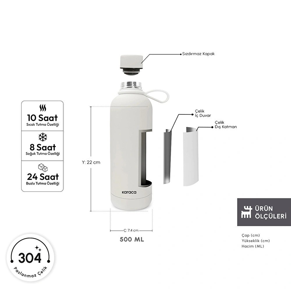 Hobi & EğlenceSpor & OutdoorTermosKişisel TermosKaraca Aly Soft Touch Çelik Sızdırmaz Termos 500 ml BeyazKaraca Aly Soft Touch Çelik Sızdırmaz Termos 500 ml Beyaz