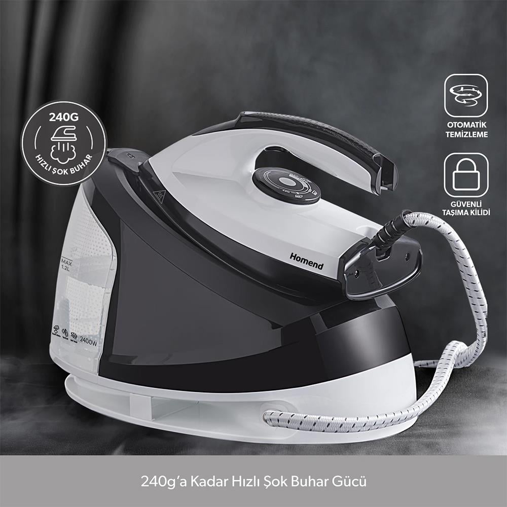 Homend Steamwork Buhar Kazanlı Ütü Siyah Beyaz 1167H