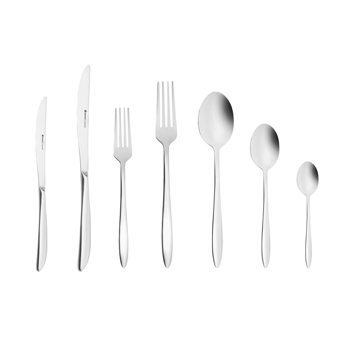 Karaca 316 Elegance Athena Platin 12 Kişilik 84 Parça Çatal Kaşık Bıçak Takımı