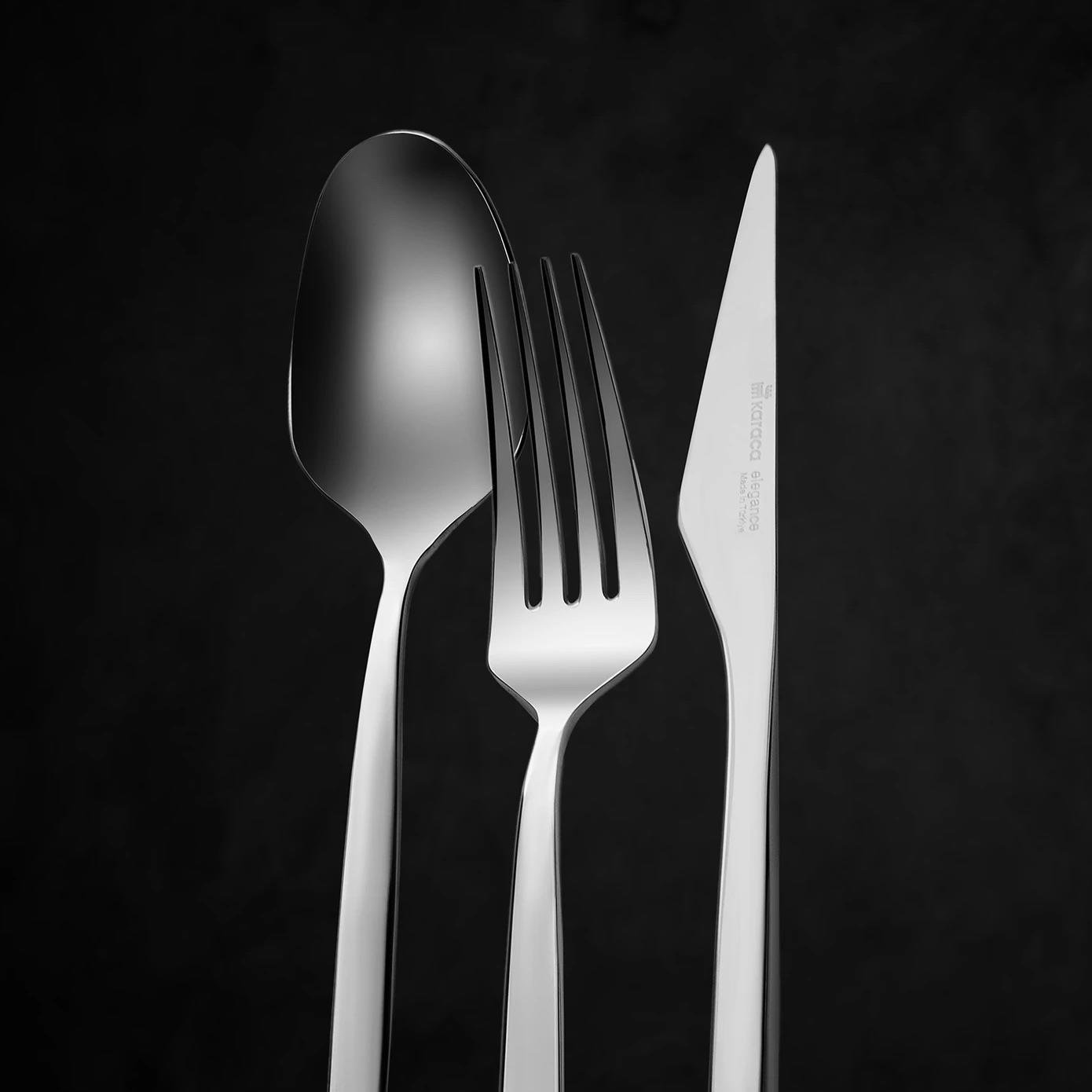 Karaca 316 Elegance Thor Platin 12 Kişilik 84 Parça Çatal Kaşık Bıçak Takımı