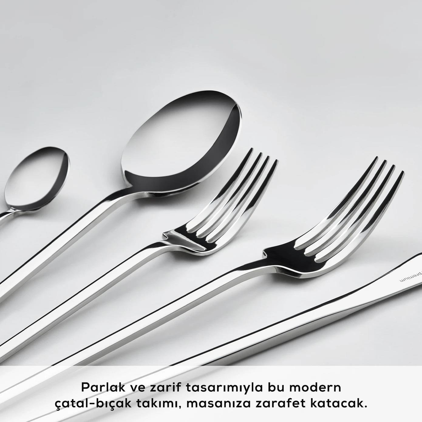 Karaca 316 Premium Look Platin 12 Kişilik 84 Parça Çatal Kaşık Bıçak Takımı