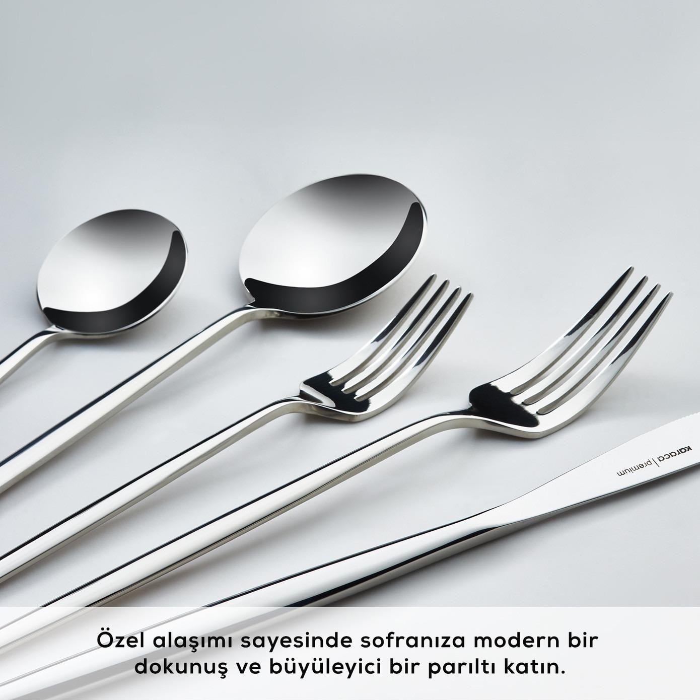 Karaca 316 Premium Mild Platin 12 Kişilik 84 Parça Çatal Kaşık Bıçak Takımı