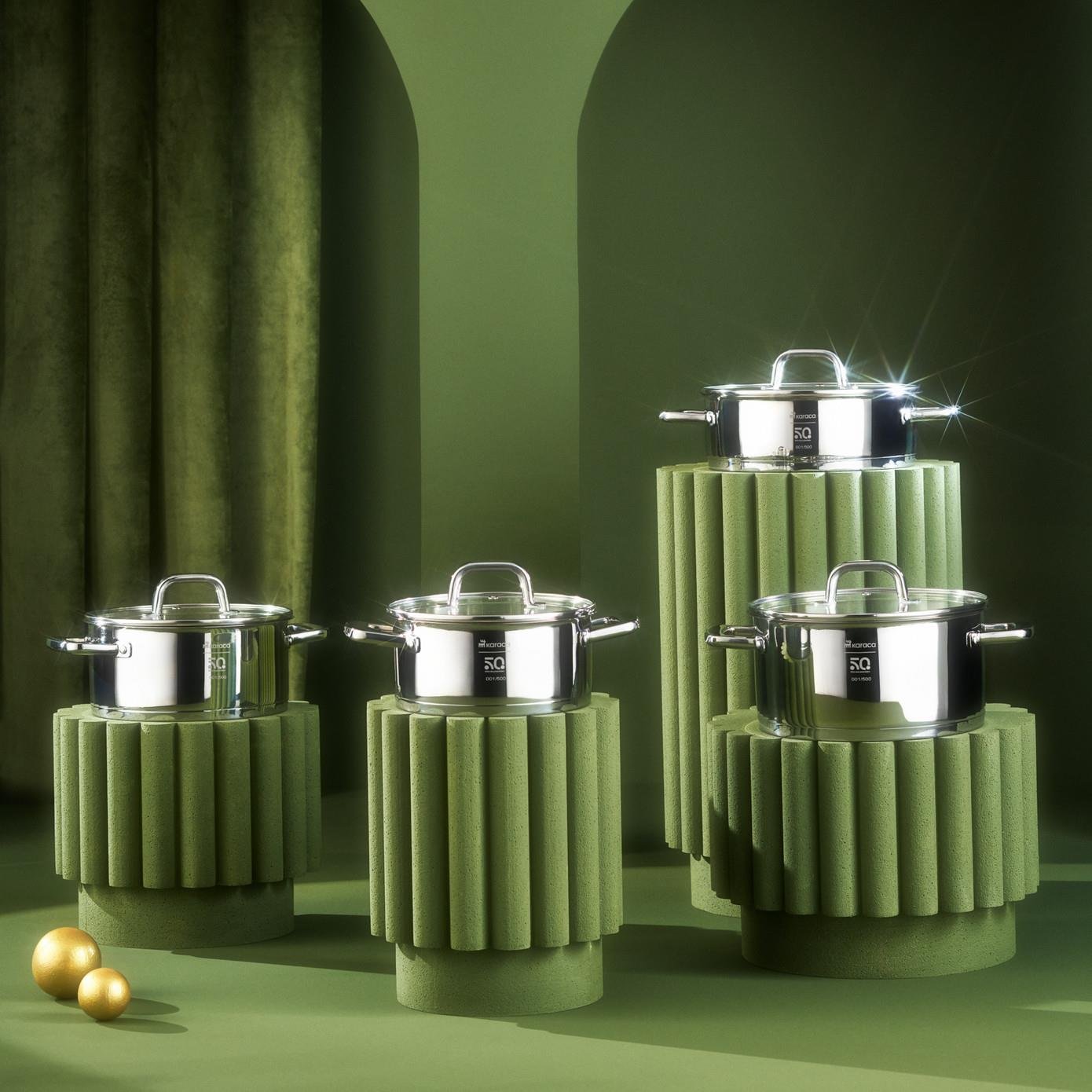 Karaca 50. Yıl İmza Koleksiyonu Trinitiy 8 Parça Çelik Tencere Seti Limited Edition