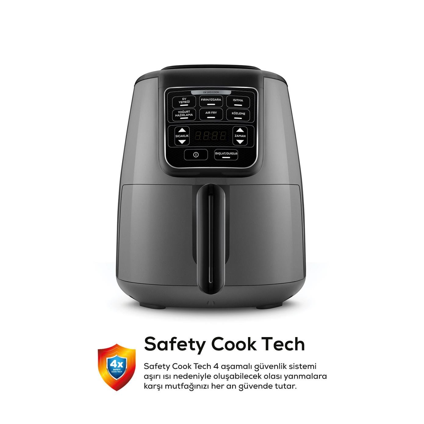 Karaca Air Pro Cook 3 in 1 XL Ev Yemeği, Közleme, Airfryer Space Gray 4L