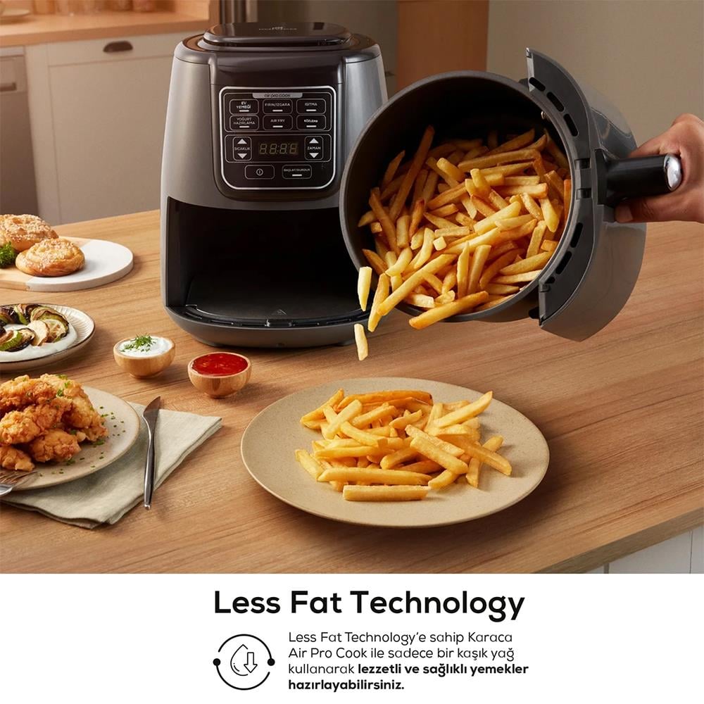 Karaca Air Pro Cook 3 in 1 XL Ev Yemeği, Közleme, Airfryer Space Gray 4L