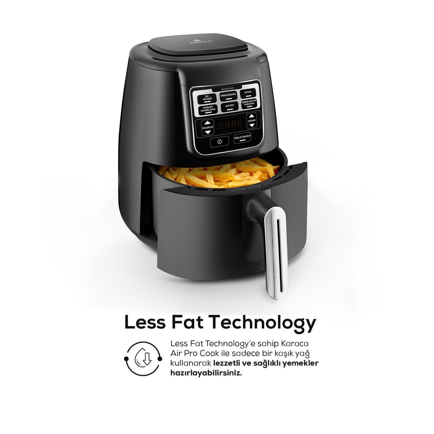 Karaca Air Pro Cook XL 2 in 1 Konuşan Airfryer Black Chrome 4L