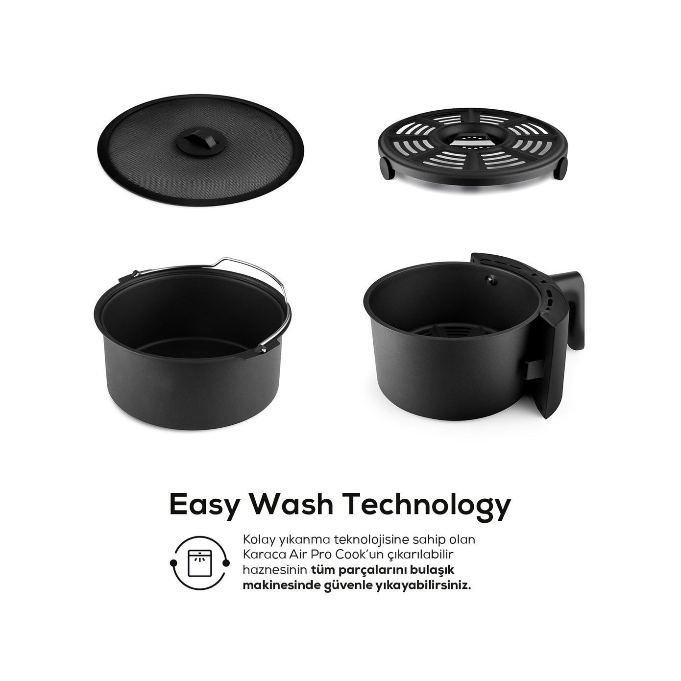 Karaca Air Pro Cook XL 2 in 1 Konuşan Airfryer Black Chrome 4L