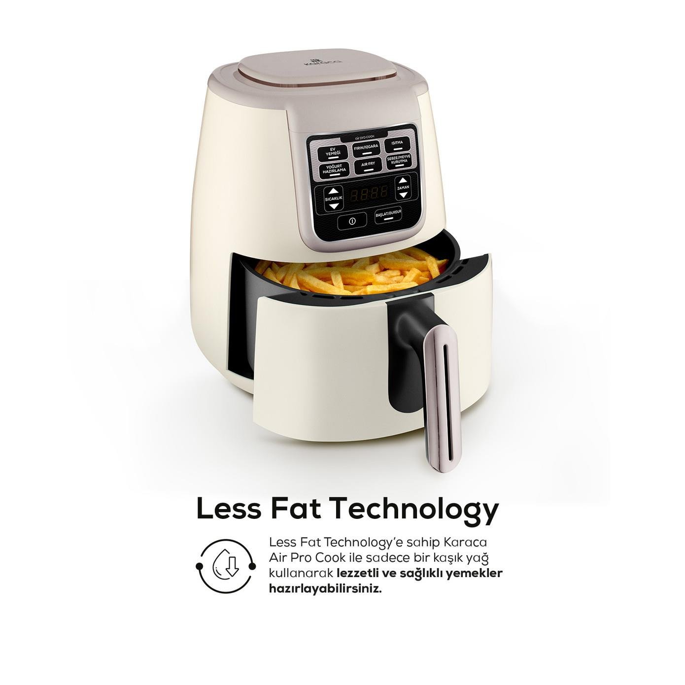 Karaca Air Pro Cook XL 2 in 1 Konuşan Airfryer Iconic Beige 4L