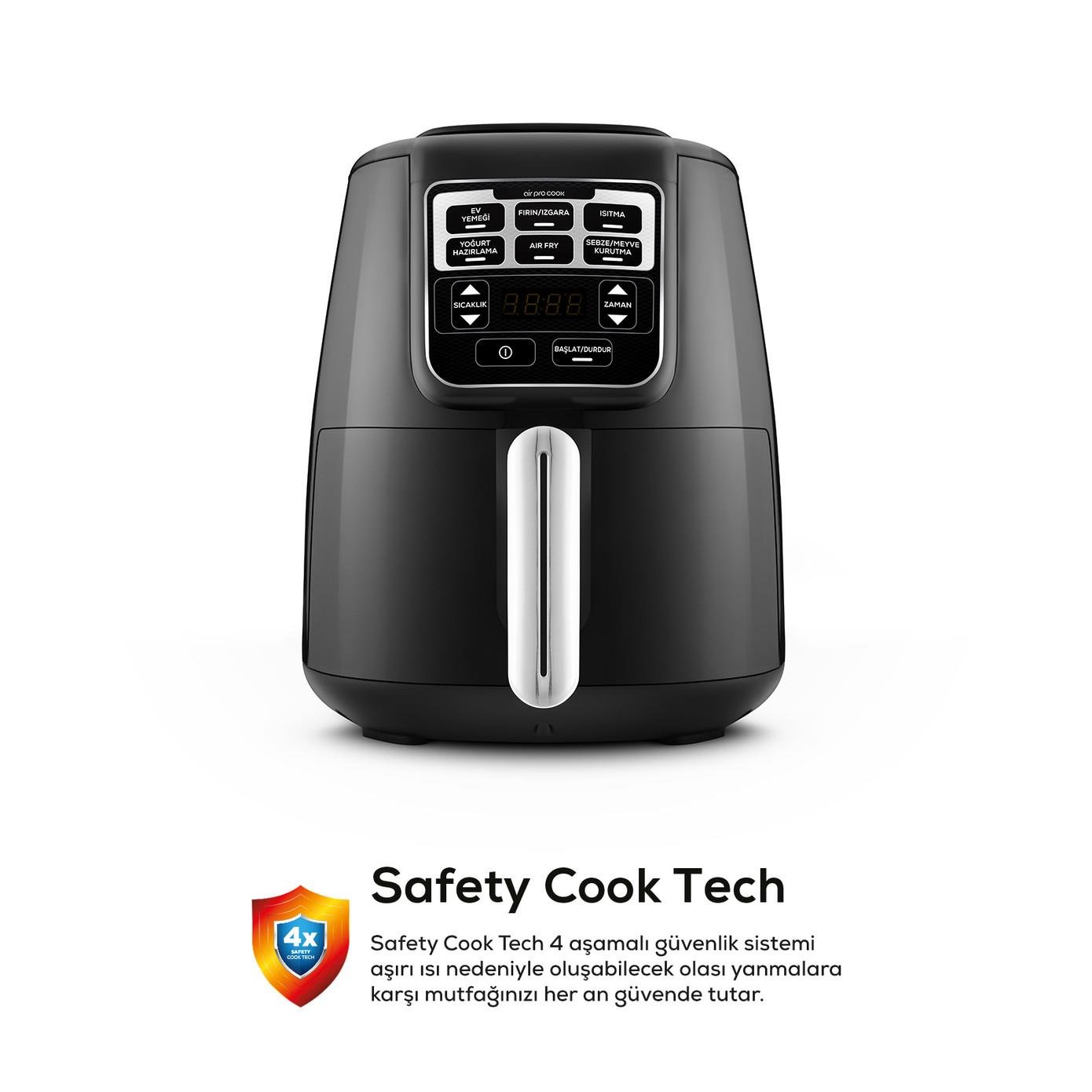 Karaca Air Pro Cook XL 2 in 1 Konuşan Airfryer Black Chrome 4L
