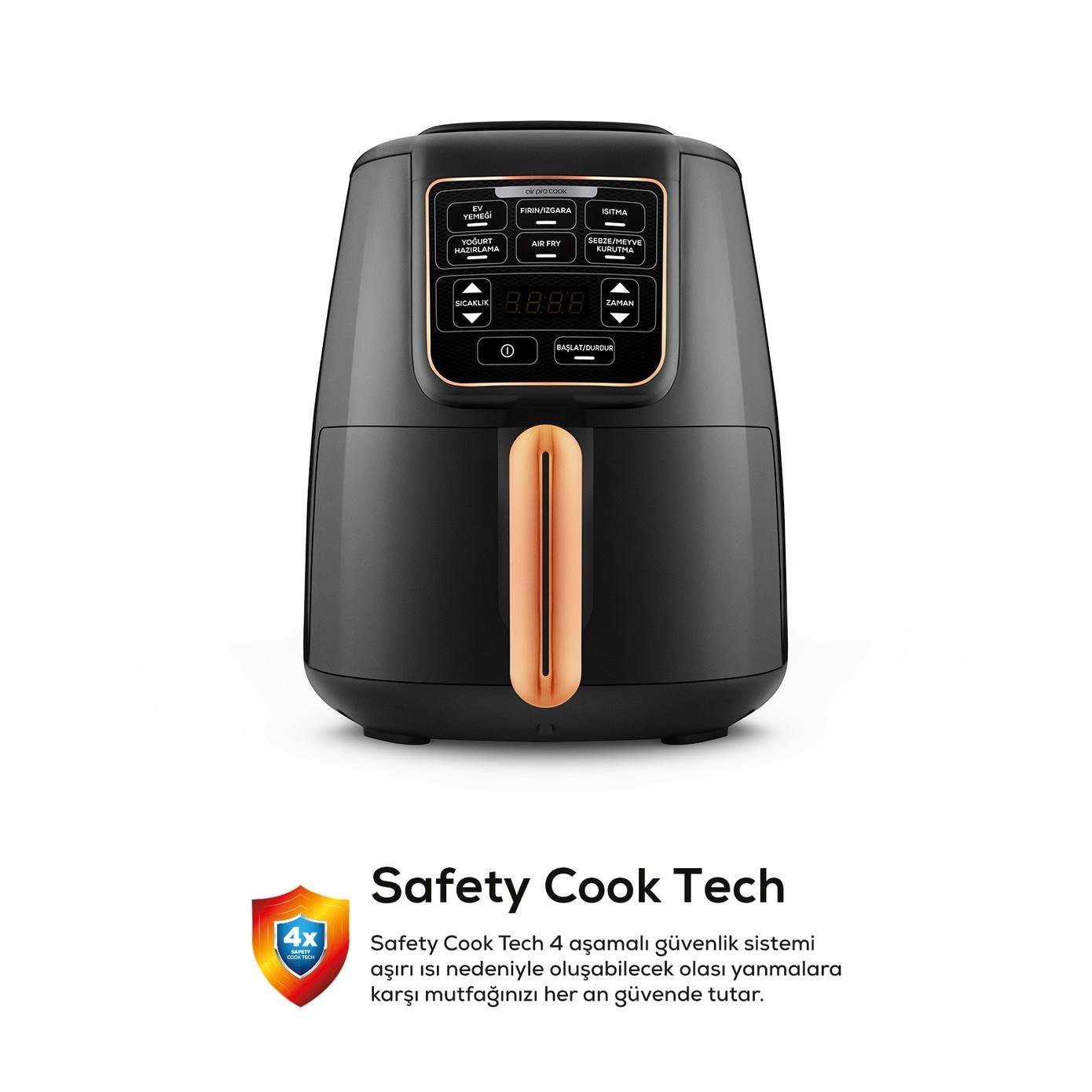 Karaca Air Pro Cook XL 2 in 1 Konuşan Airfryer Black Copper 4L