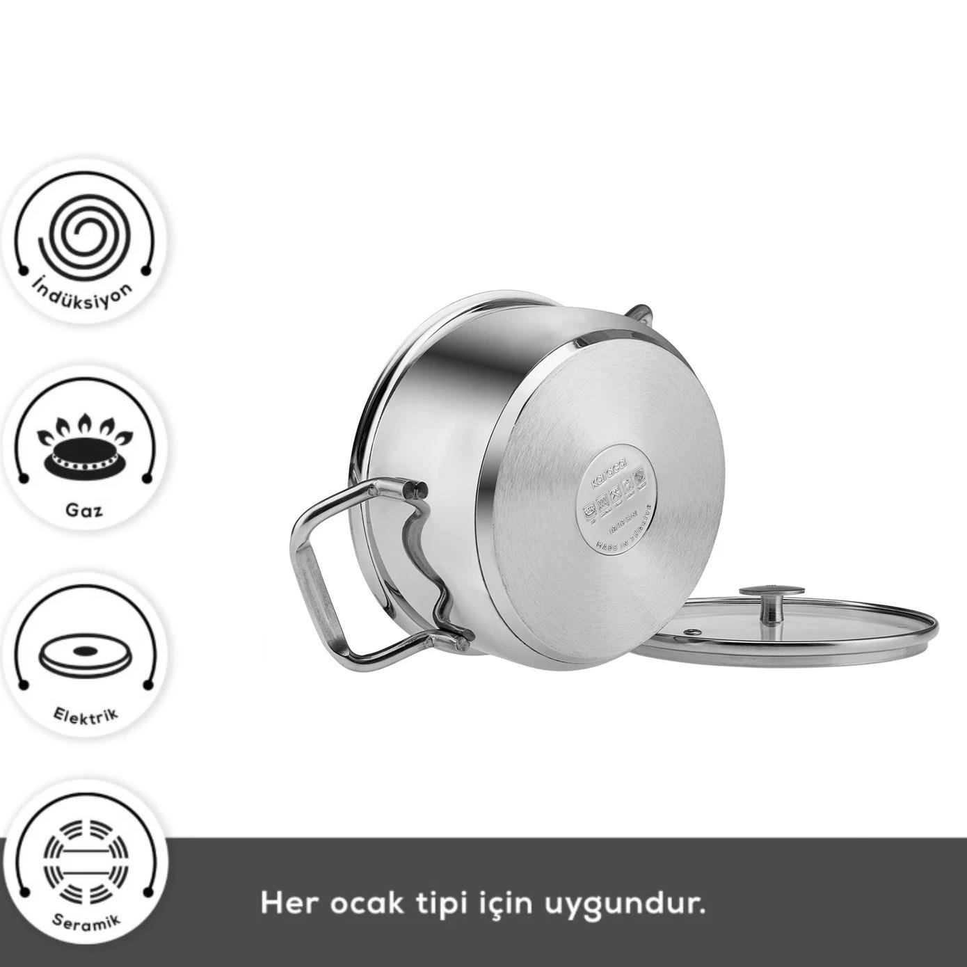 Karaca Alaz İndüksiyon Tabanlı 8 Parça Çelik Tencere Seti