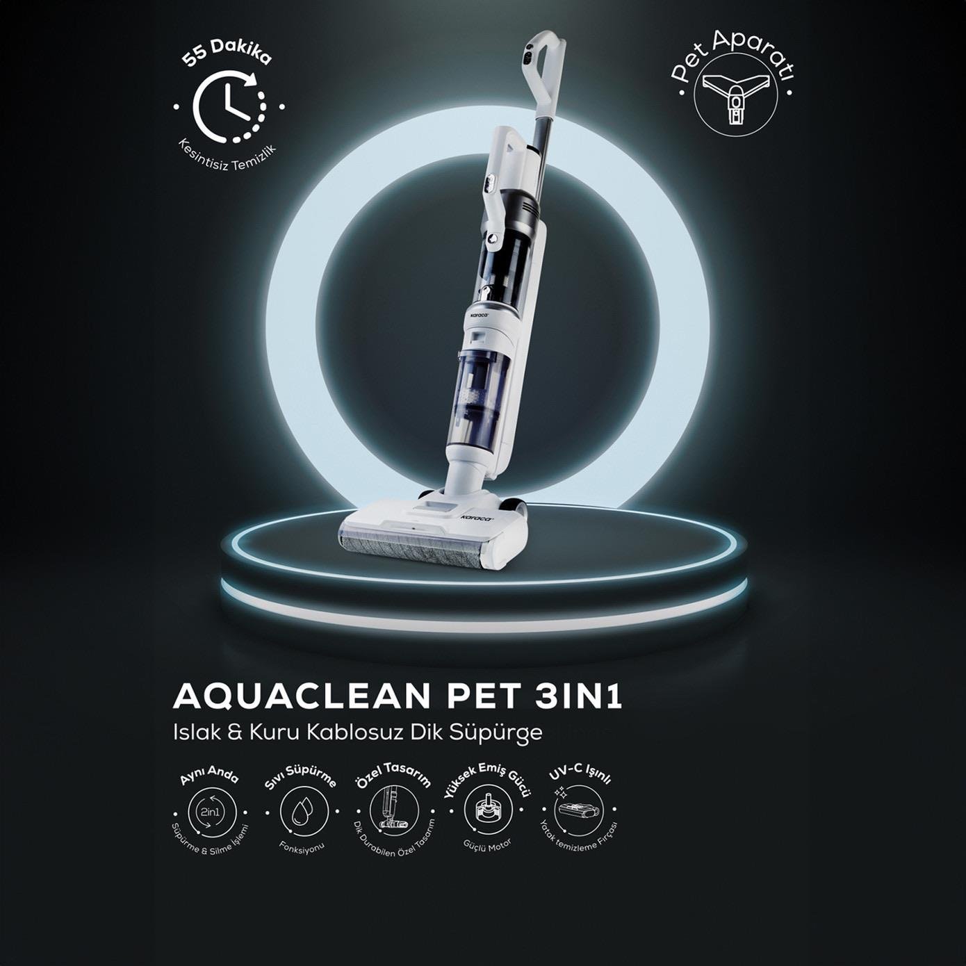 Karaca Aquaclean Pet 3in1 Islak ve Kuru Kablosuz Dikey Süpürge