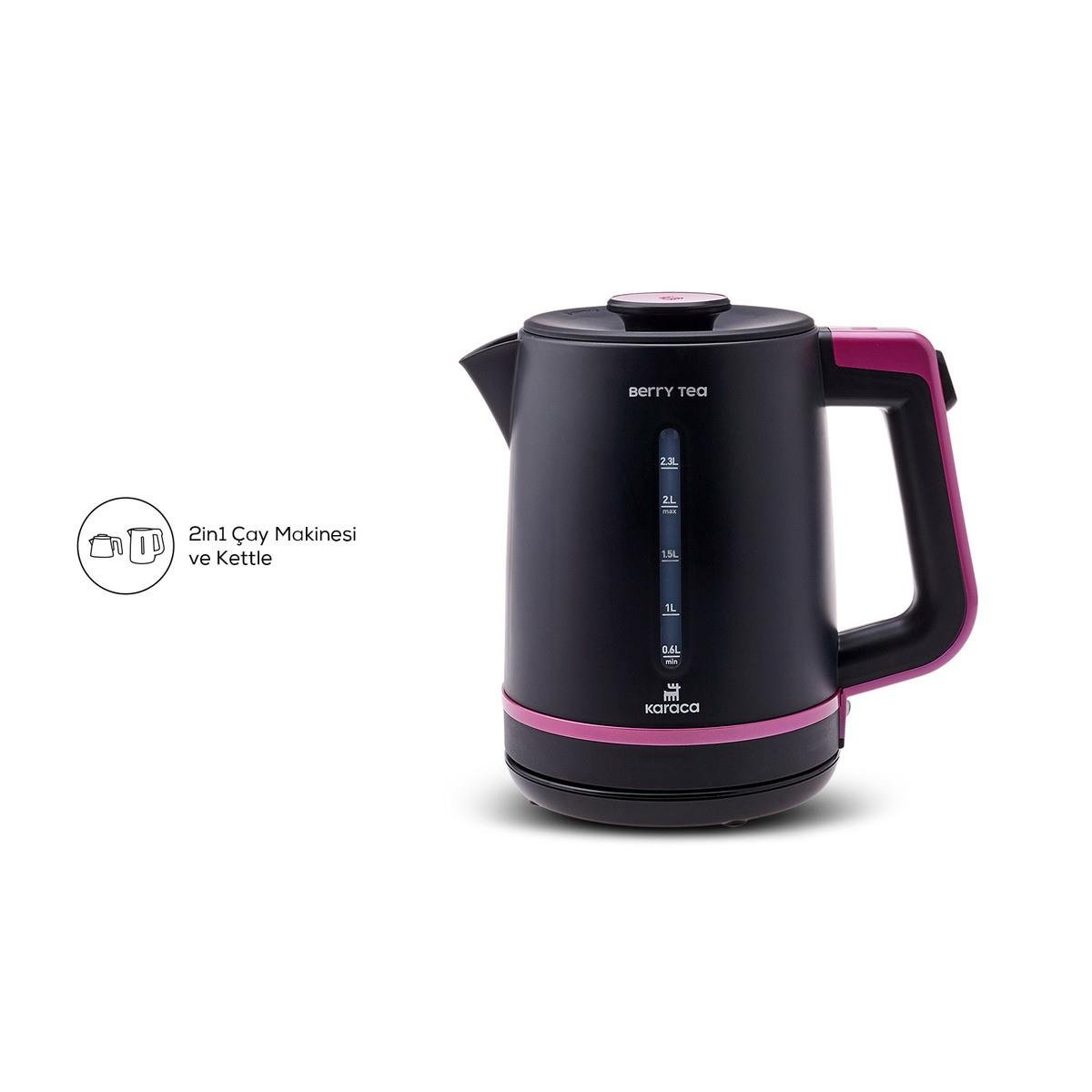 Karaca Berry Tea XL 2 in 1 Çelik Demlikli Çay Makinesi ve Kettle Pinkberry