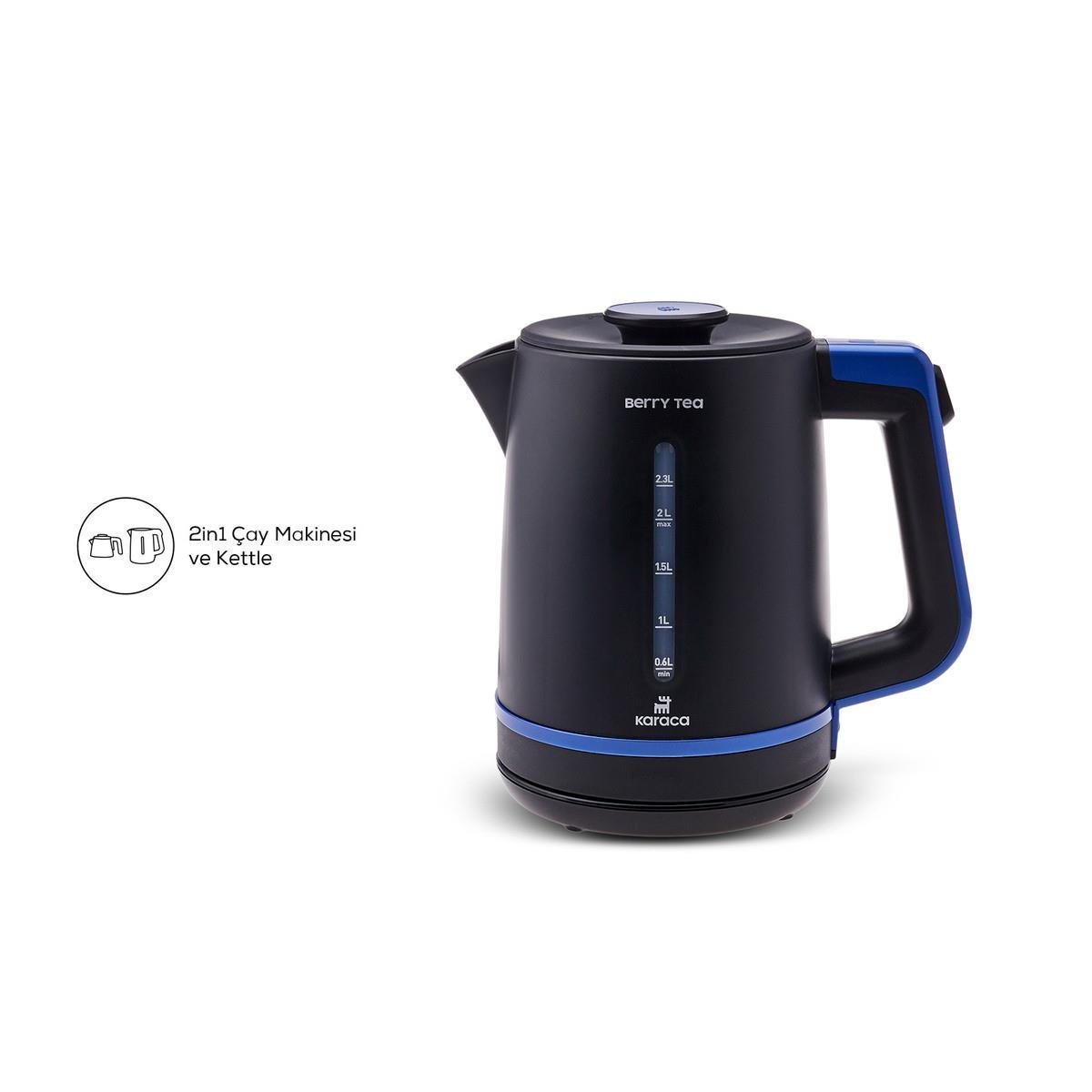 Karaca Berry Tea XL 2in1 Çelik Demlikli Çay Makinesi ve Kettle Blueberry