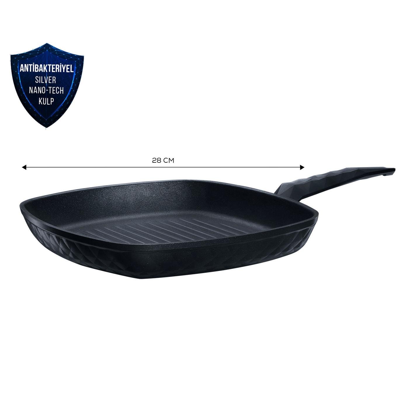 Karaca Biodiamond Antibakteriyel Kulp İndüksiyon Tabanlı Grill Tava 28 Cm