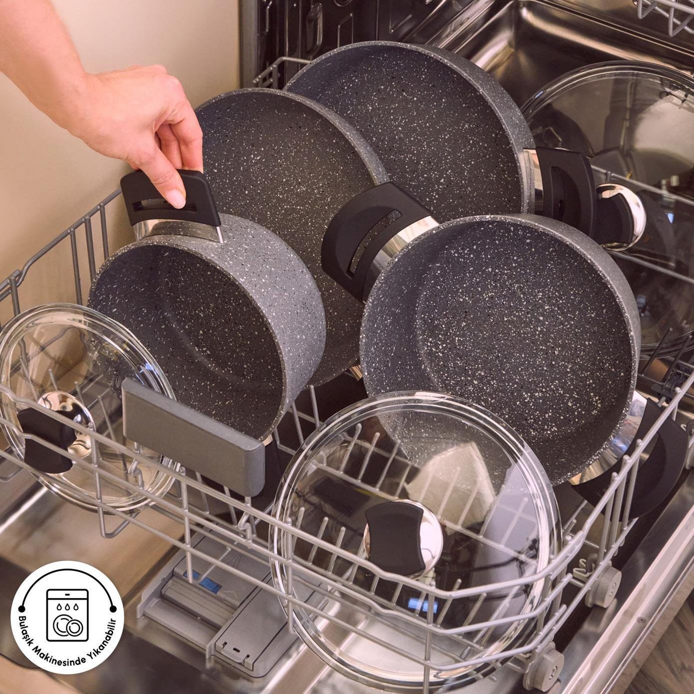 Karaca Biogranit Uraz 7 Parça Tencere Seti Gri