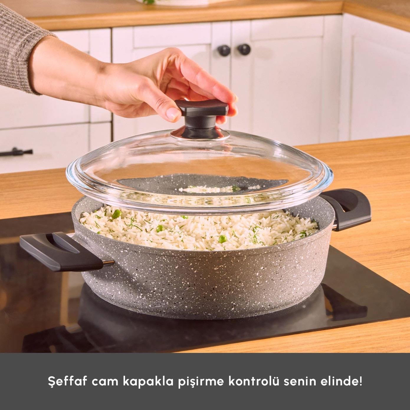 Karaca Biogranit Uraz 7 Parça Tencere Seti Gri