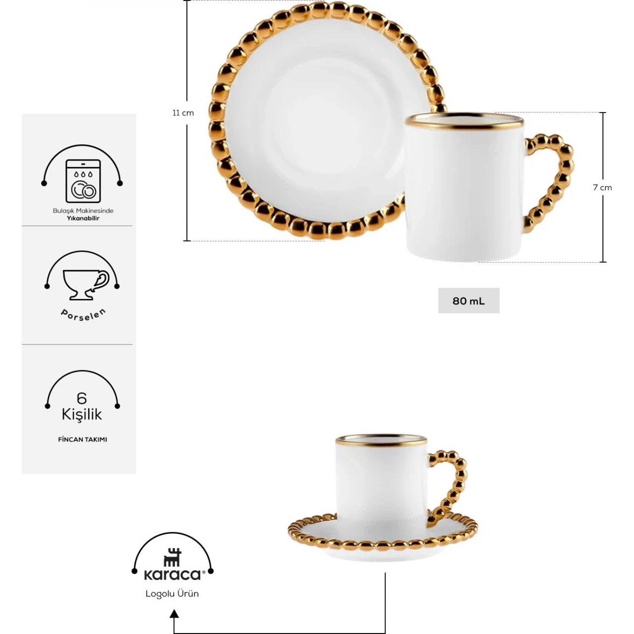 Karaca Boncuk 6 Kişilik Kahve Fincan Takımı 80 ml