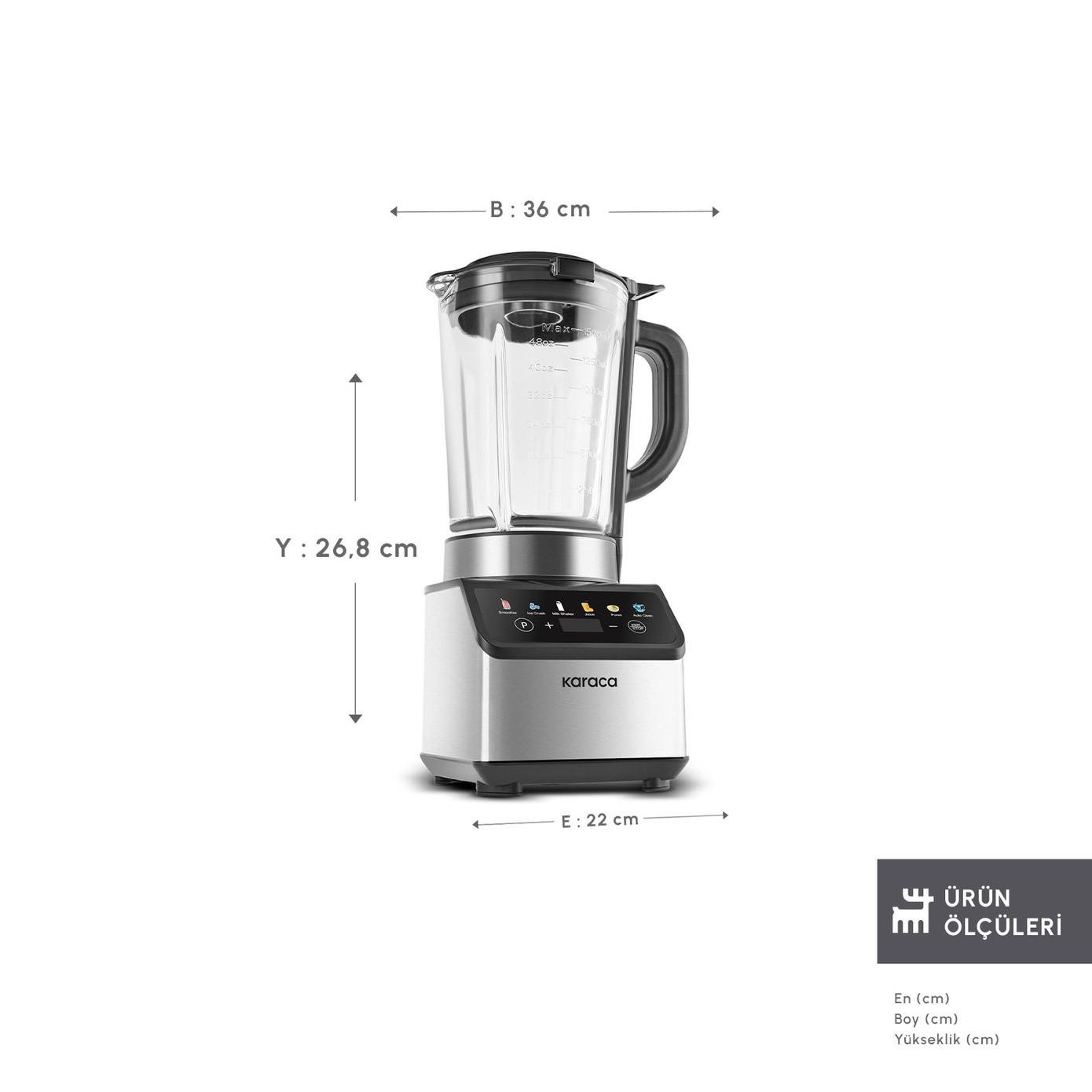 Karaca Color Touch Screen Smoothie Blender Inox 1200W