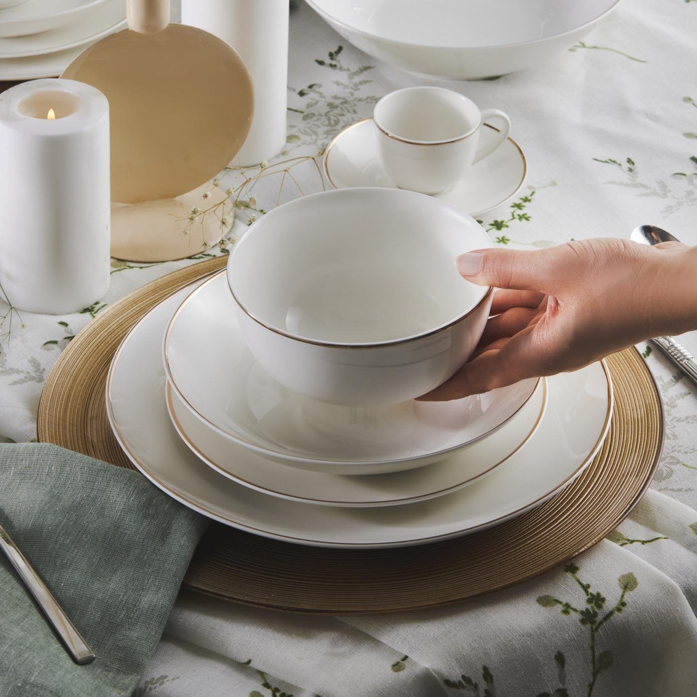 Karaca Elegance Bone Rowan 69 Parça 12 Kişilik Yemek Takımı Gold