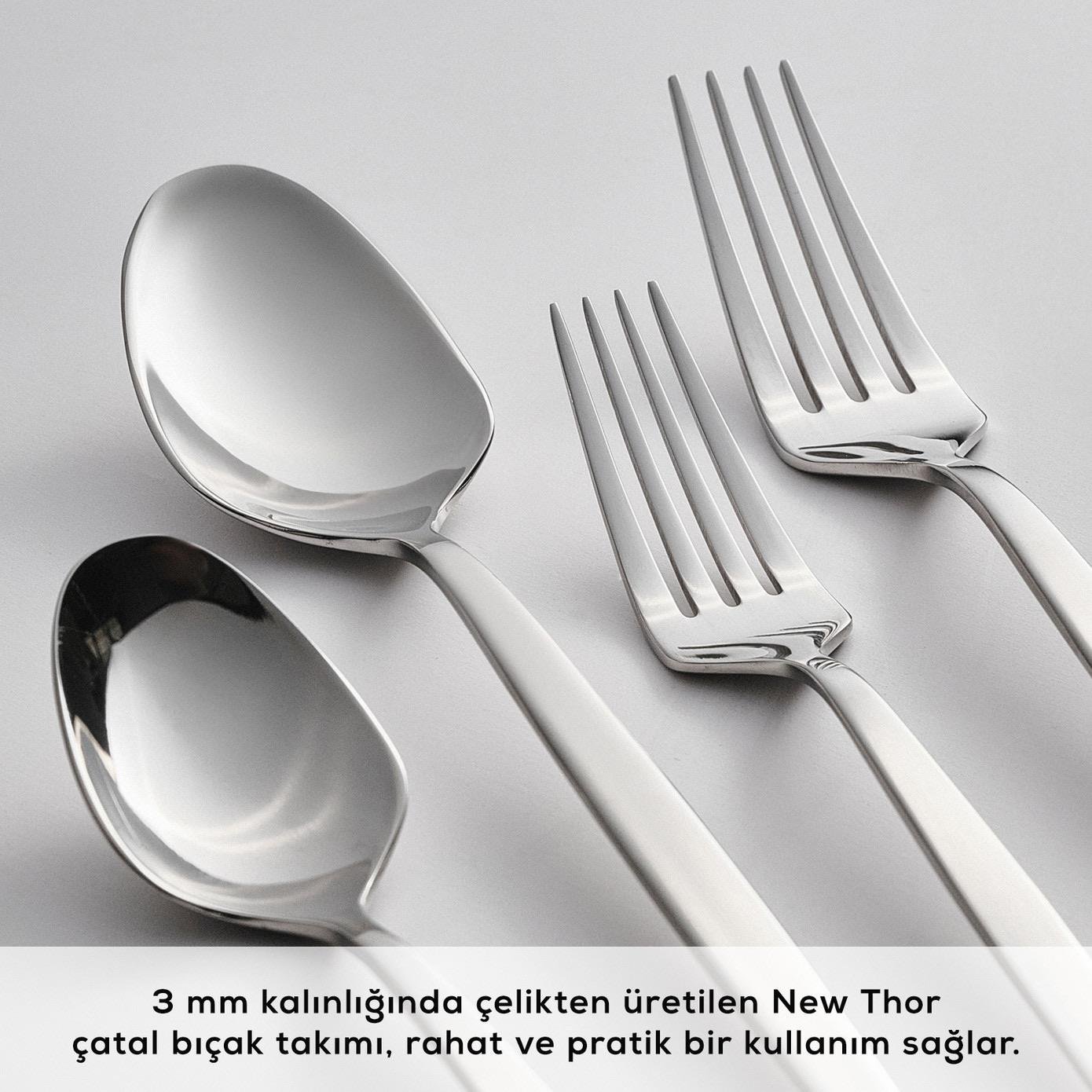 Karaca Elegance New Thor V2 Platin 12 Kişilik 84 Parça Çatal Kaşık Bıçak Takımı