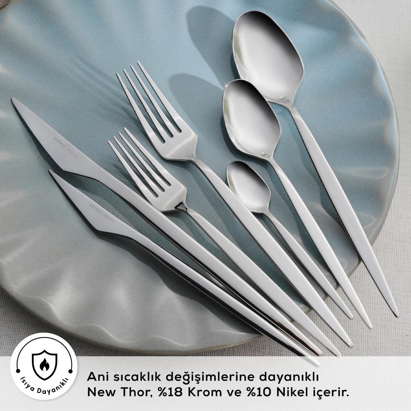 Karaca Elegance New Thor V2 Platin 12 Kişilik 84 Parça Çatal Kaşık Bıçak Takımı