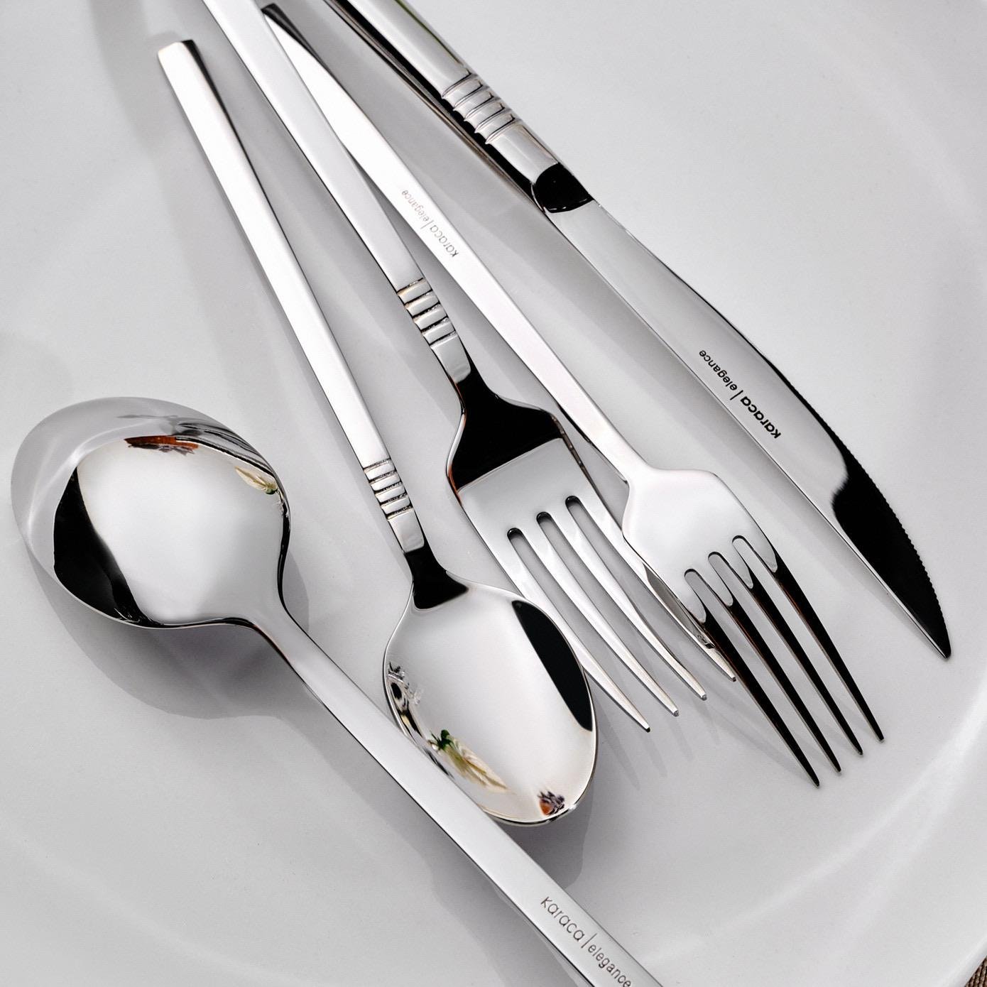 Karaca Elegance Nil V2 Platin 12 Kişilik 84 Parça Çatal Kaşık Bıçak Takımı