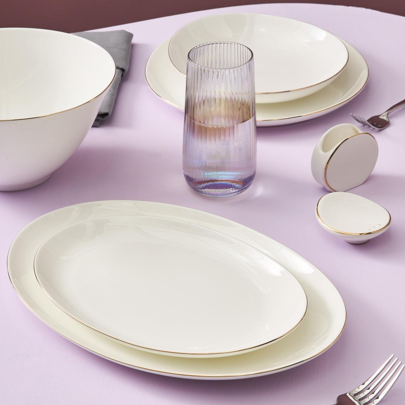 Karaca Fine Pearl Extra Wave 61 Parça 12 Kişilik Yemek Takımı