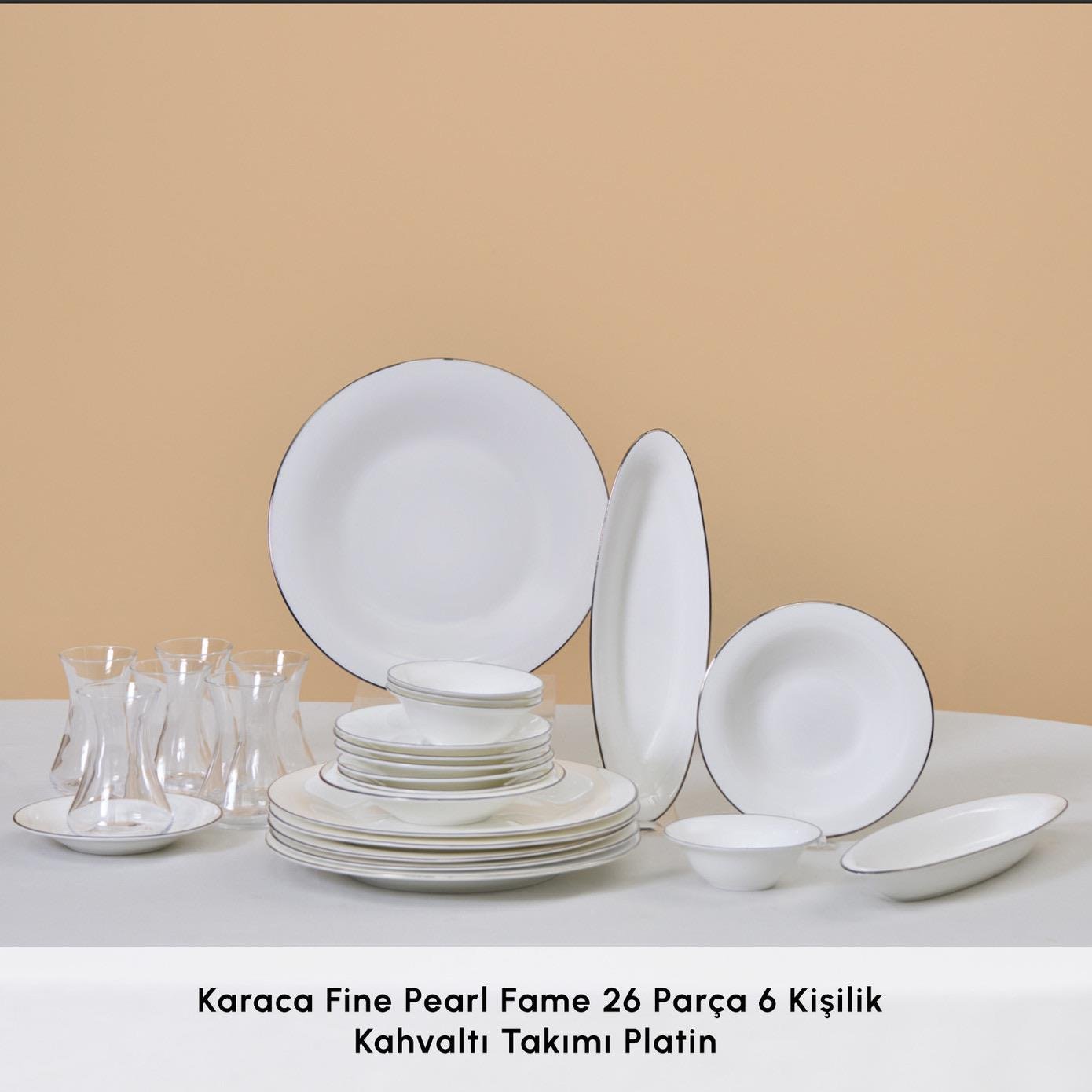 Karaca Fine Pearl Fame 26 Parça 6 Kişilik Kahvaltı Takımı Platin
