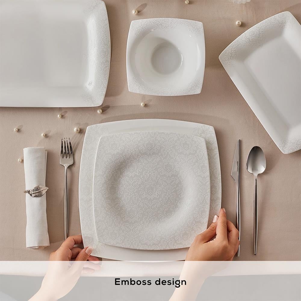 Karaca Fine Pearl Helen 62 Parça 12 Kişilik İnci Yemek Takımı Kare